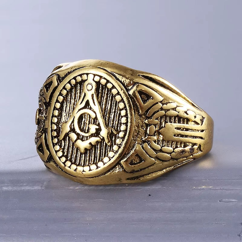 Fashion Jewelry Vintage Charm Mason Freemason Masonic Rings for Men Women Christmas Gifts
