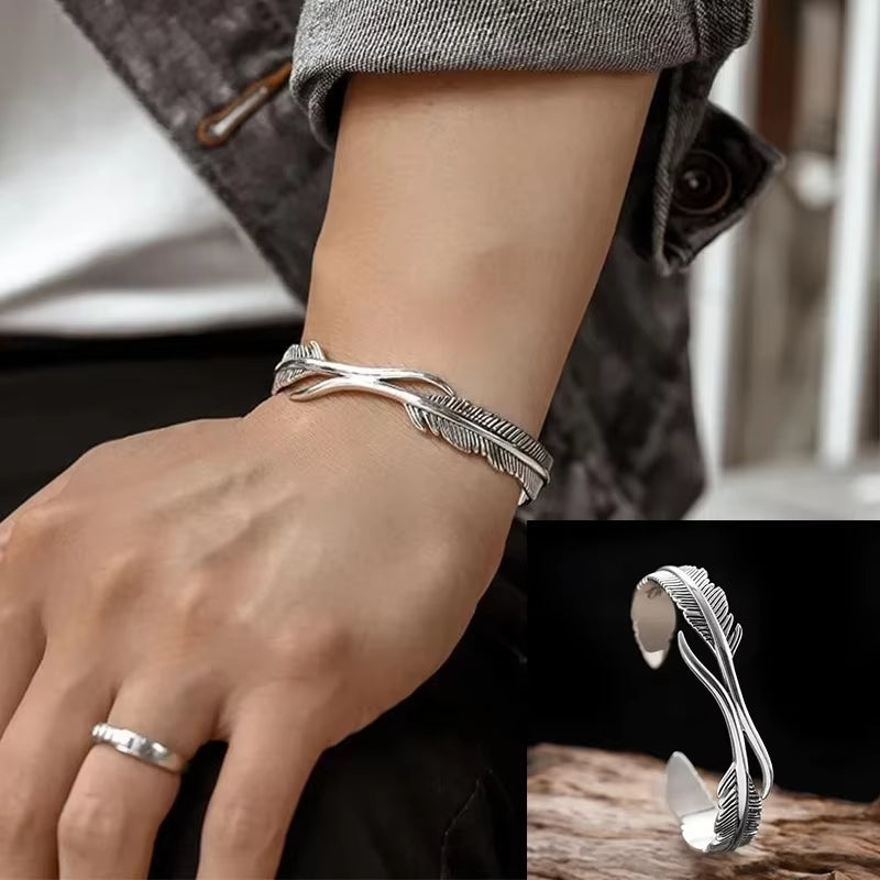 Retro Punk Koi Fish Engraved Pattern Bracelet Suitable for Men and Women Good Luck Trendy Open Bracelet Jewelry Gift