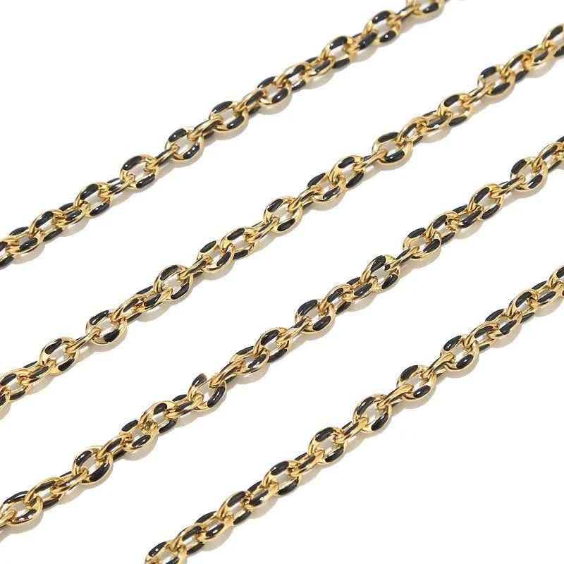 1 Meter Stainless Steel Gold Oval Satellite Enamel Rolo Chains 5.5Mm Rainbow Necklace Lip Chain for Minimalist Jewlery Making