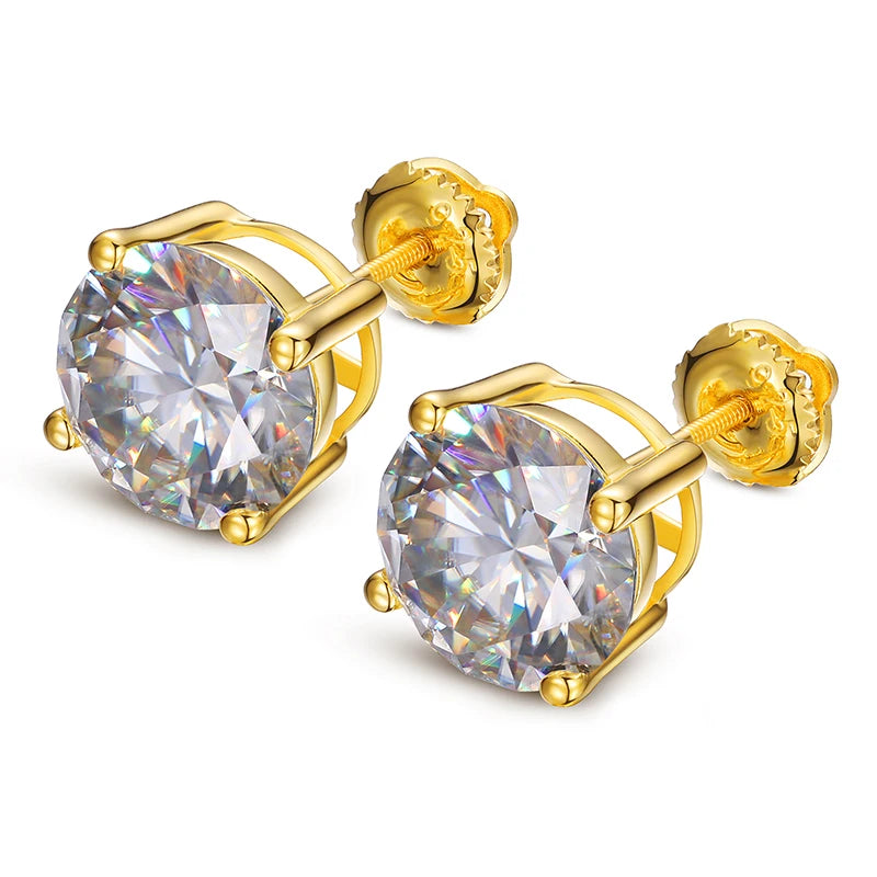 9Mm 3CT Moissanite Stud  Men Fine Jewlery 925 Sterling Silver Shining Wedding Engagement Ear Jewelry Girl Gift