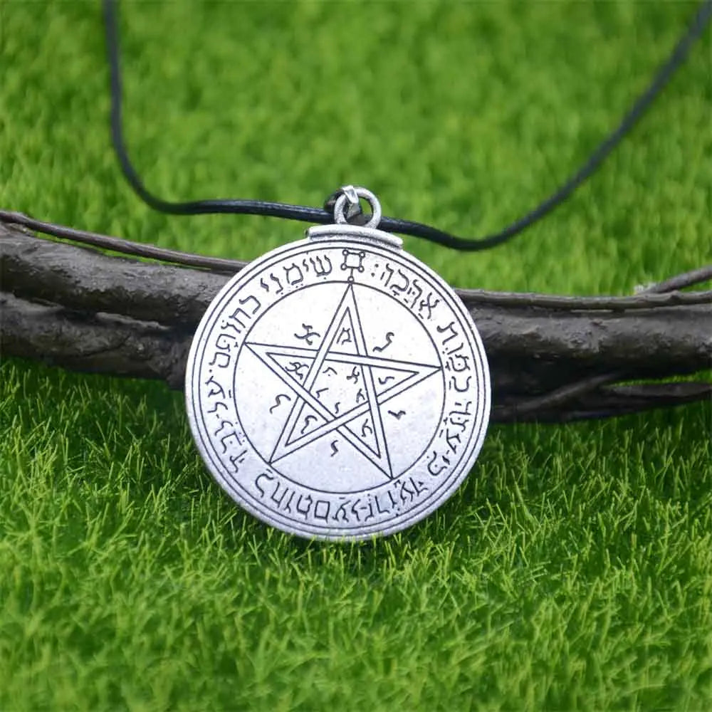 Double Side Key of Solomon Fourth Pentacle of Mercury Seal Pendant Necklace Wiccan Pagan Amulets Talismans Jewlery