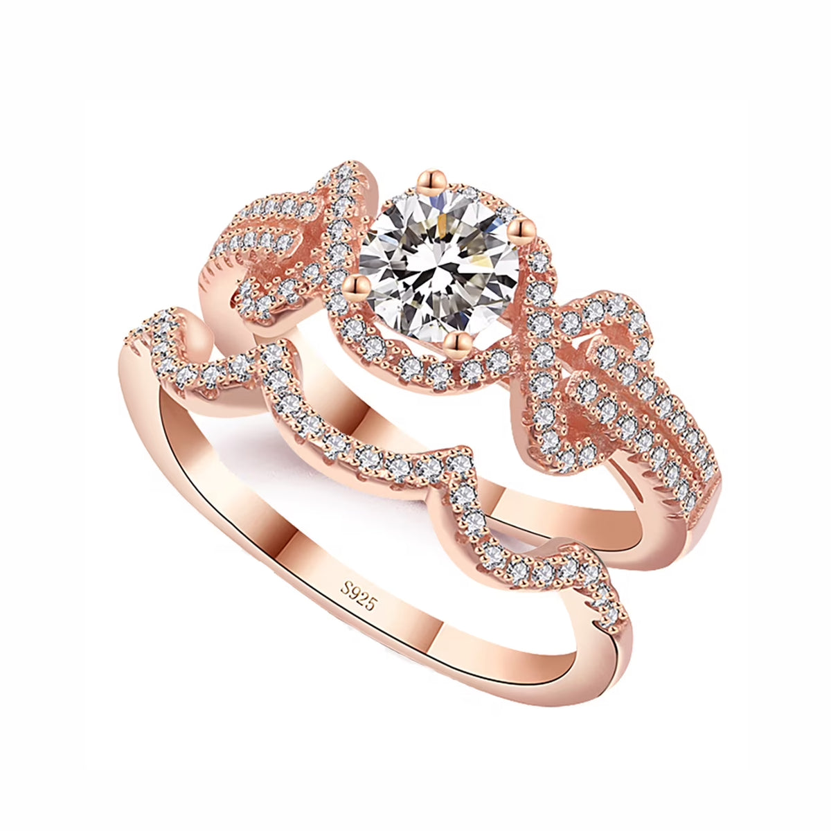 Ellalee Bridal Ring Set Sterling Silver Engagement Women