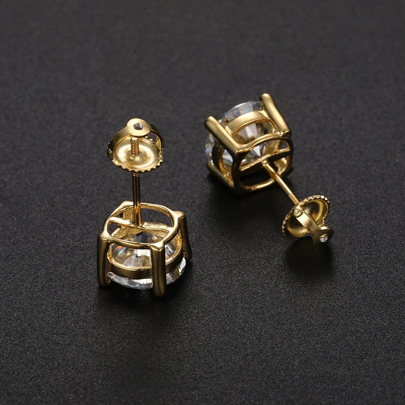 9Mm 3CT Moissanite Stud  Men Fine Jewlery 925 Sterling Silver Shining Wedding Engagement Ear Jewelry Girl Gift