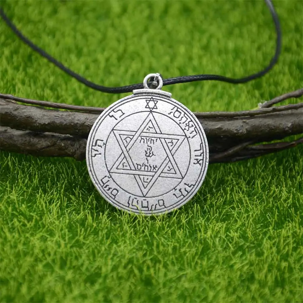 Double Side Key of Solomon Fourth Pentacle of Mercury Seal Pendant Necklace Wiccan Pagan Amulets Talismans Jewlery