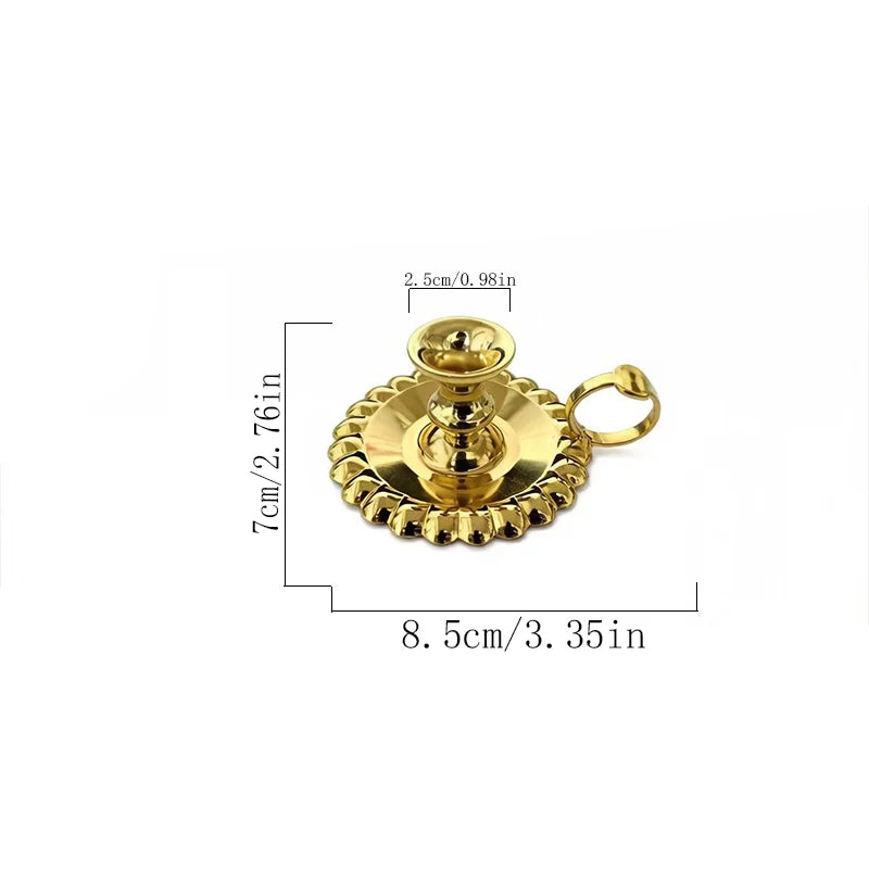 New Vintage Gold Plated Orthodox Handheld Candle Holder with Handle for Church Liturgy Home Altar Prayer Devotion Christian Gift