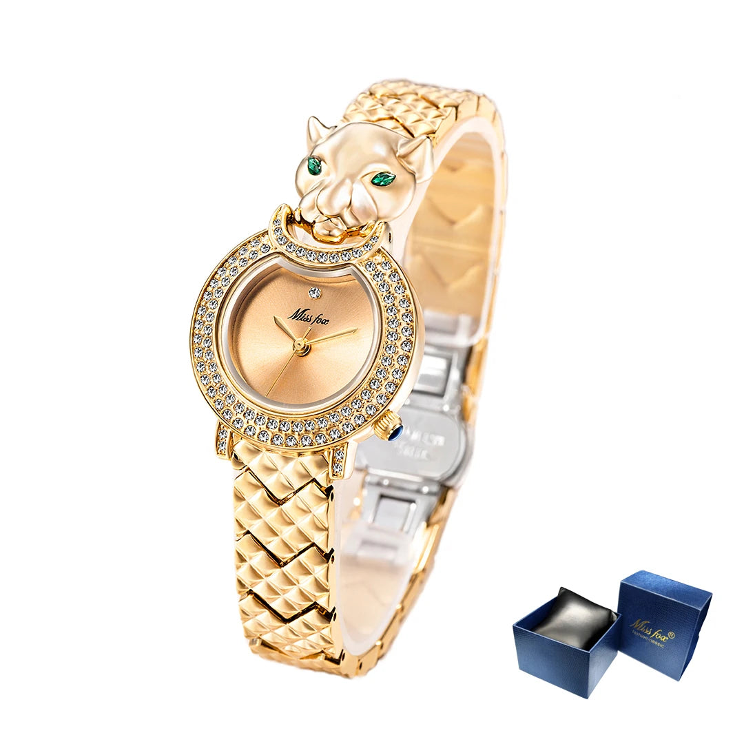 Leopard 3D Bling Diamond Quartz Women Watch Fashion Casual Ladies Watch Female Quartz Gold Watch Jewelry Women Clock