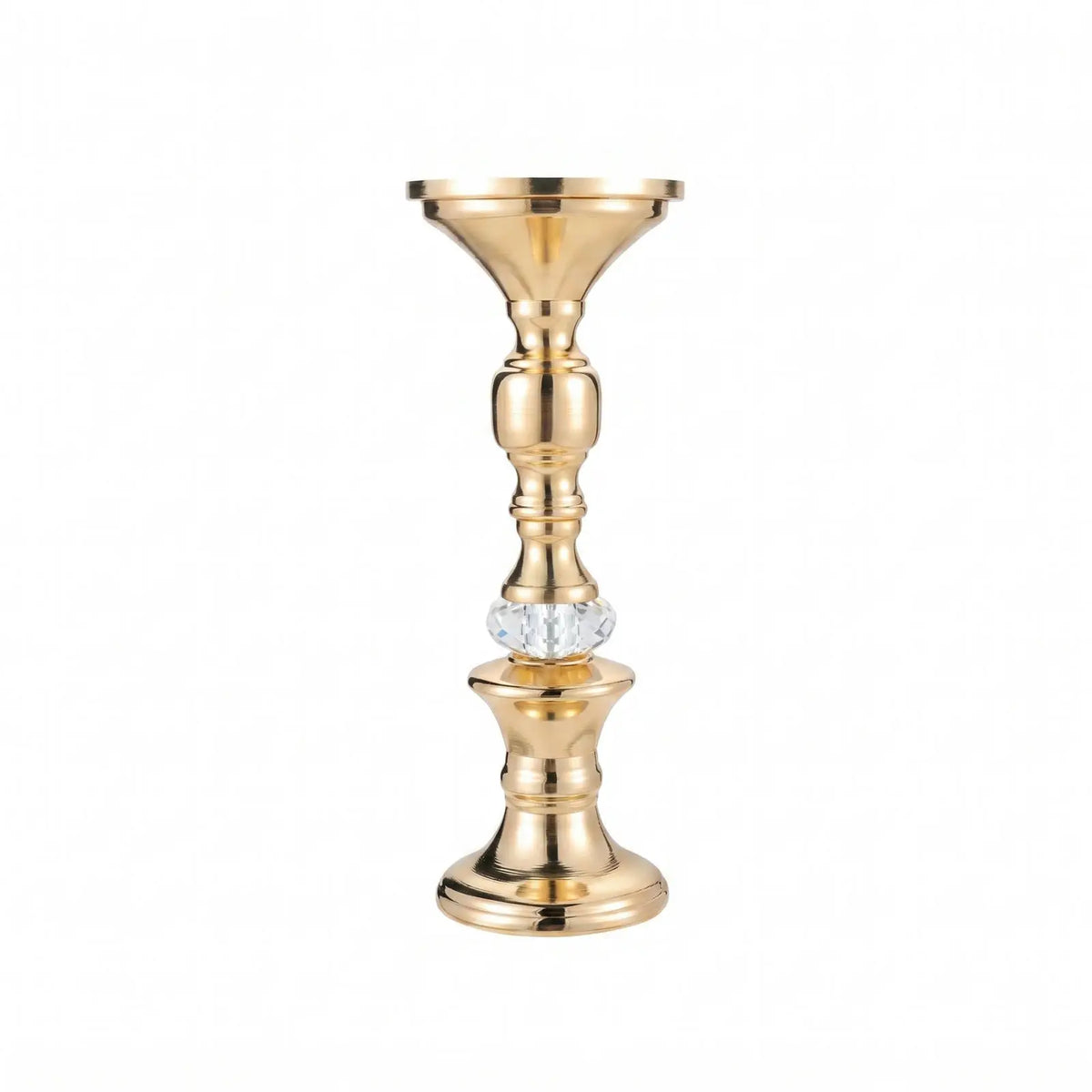 Gold Metal Pillar Candlestick Holders Vintage Pillar Candle Holders Elegant Metal Crystal Pillar Candle Stands