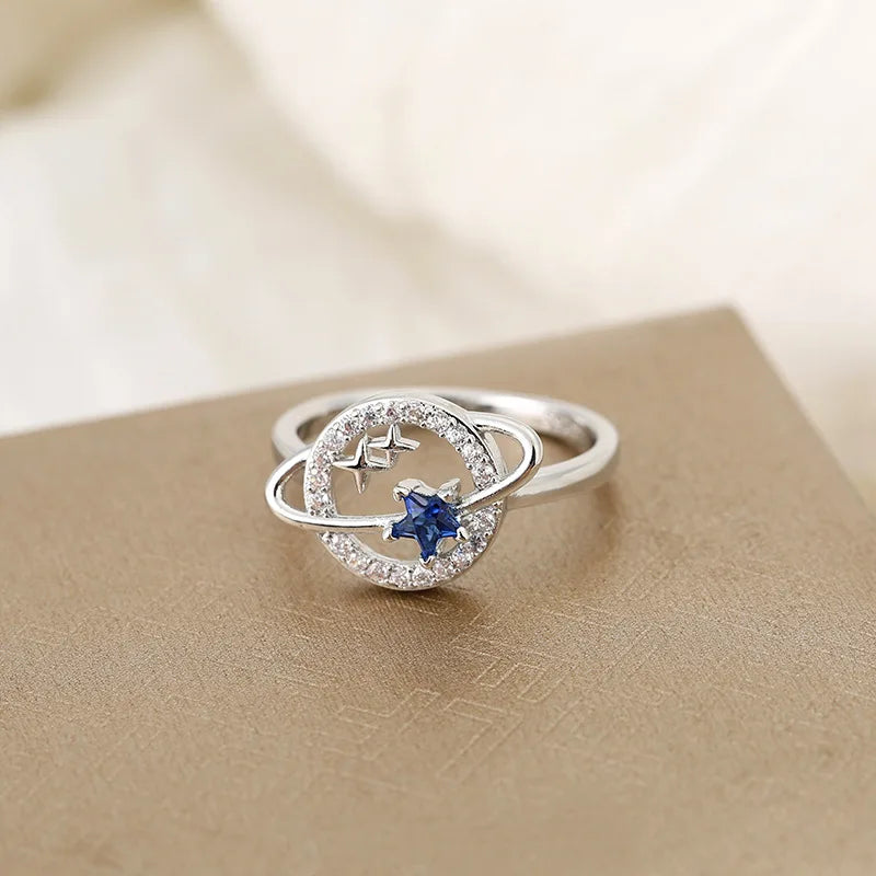 Design Star Earth Ring Wedding Engagement Rings for Women Mens Blue Crystal round for Women Jewlery Whole Sale