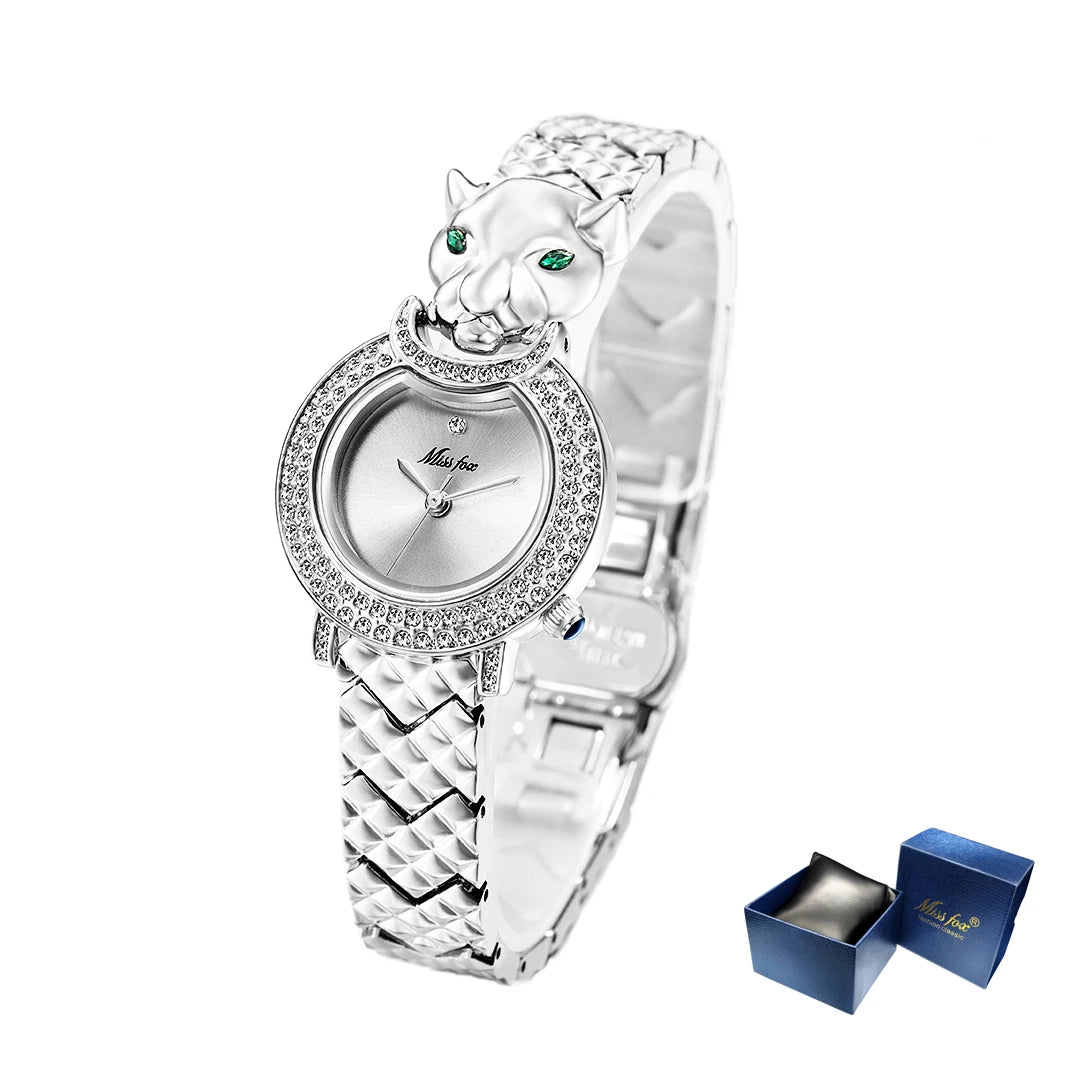 Leopard 3D Bling Diamond Quartz Women Watch Fashion Casual Ladies Watch Female Quartz Gold Watch Jewelry Women Clock