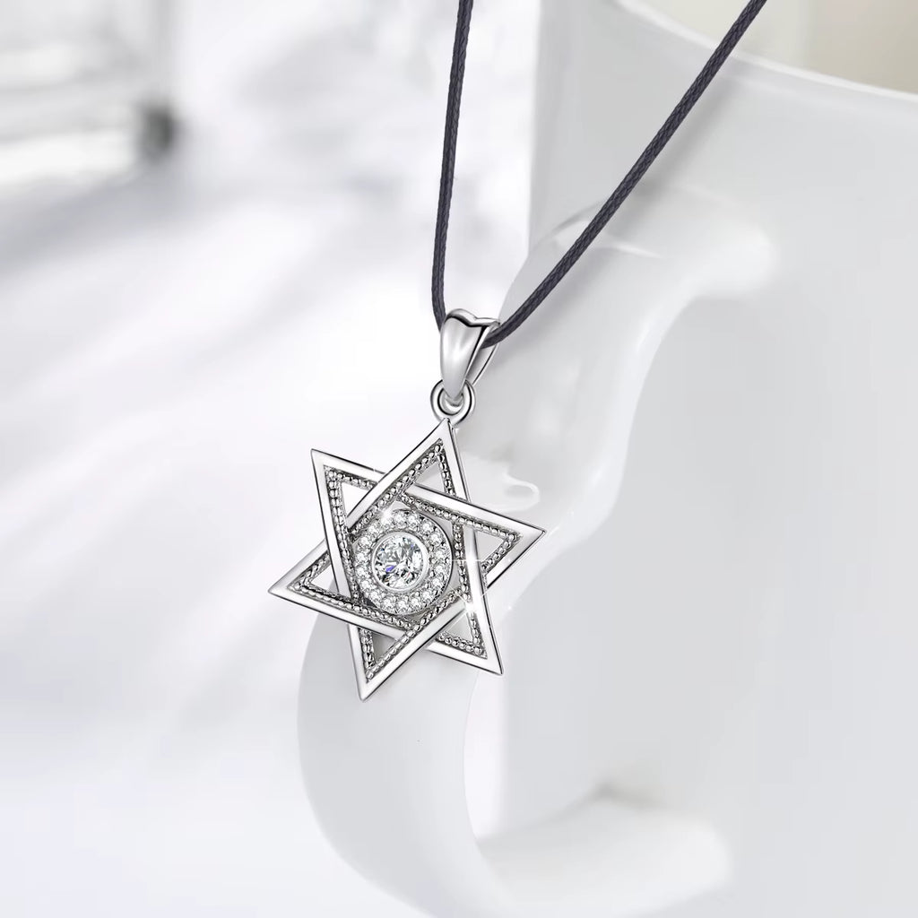 925 Sterling Silver Star of David Necklace Judaism Amulet Pendant Fine Zircon Religion Jewelry Festival Gift for Women