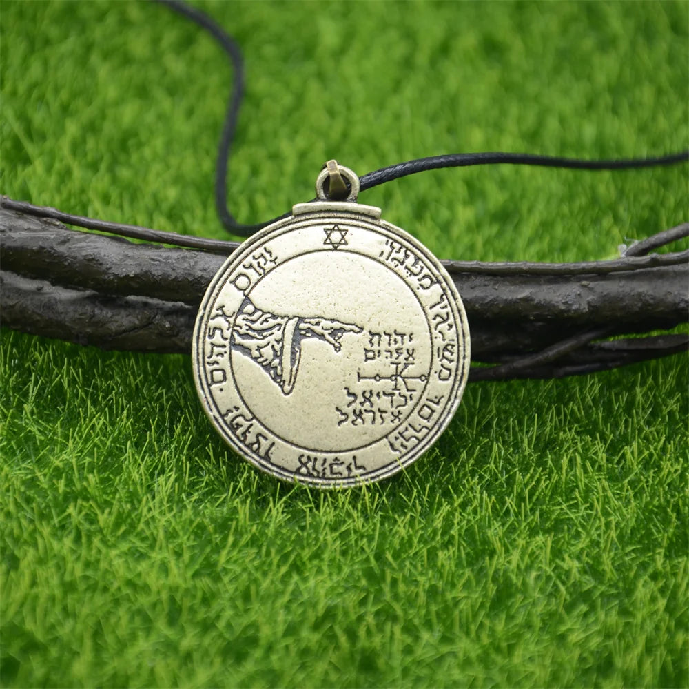 Double Side Key of Solomon Fourth Pentacle of Mercury Seal Pendant Necklace Wiccan Pagan Amulets Talismans Jewlery