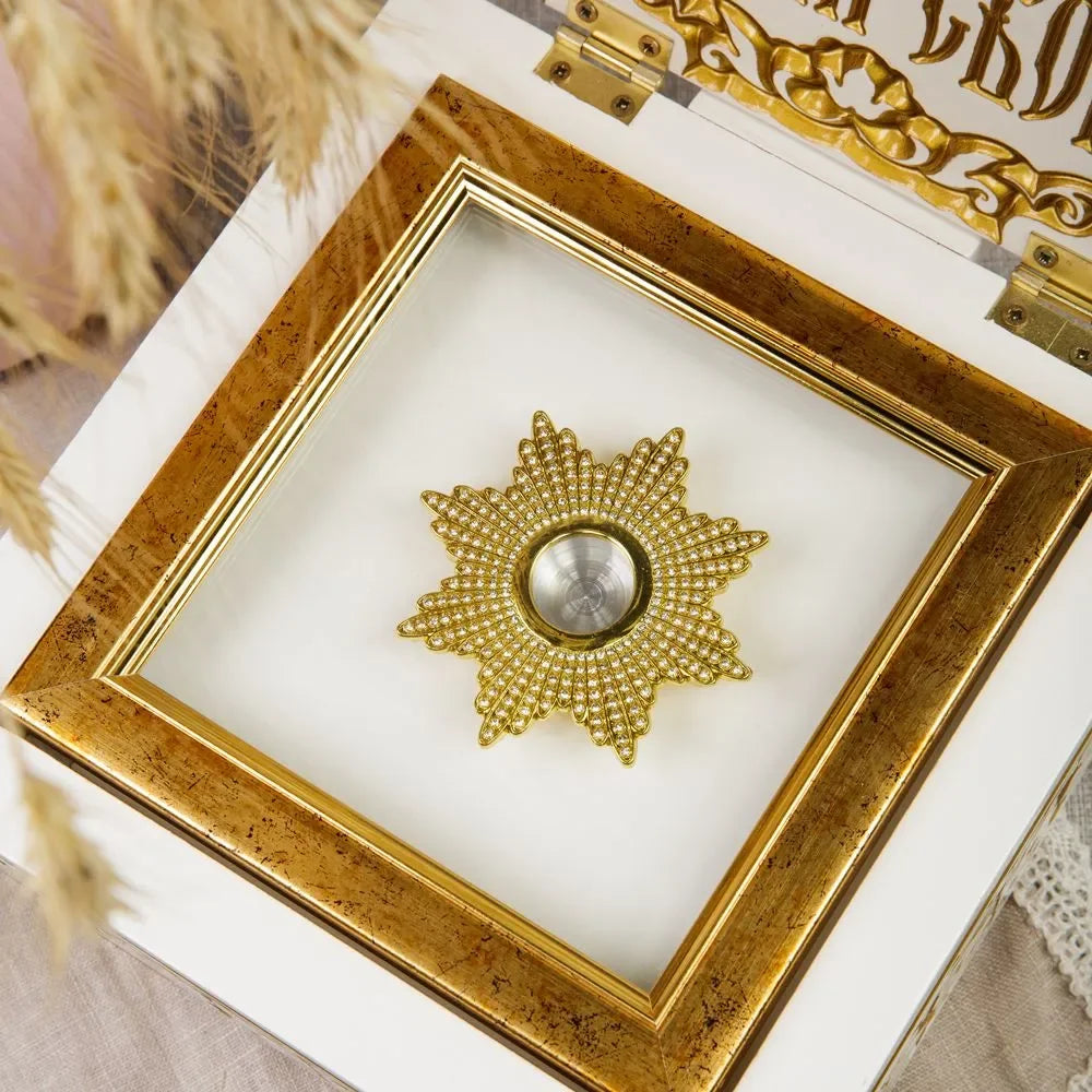 Orthodox Catholic Church Product Relics Gold Plated Reliquary Screwed Monstrance Religious Gift Мощевик "Восьмиконечная Звезда"