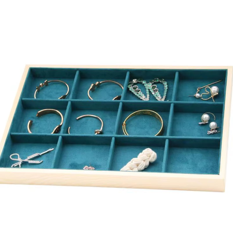 Wooden Green/Unqiue Beige Vevlet Case Necklace Organizer Jewlery Packaging Gift Box Ring Earring Holder Bracelet Stand Wholesale