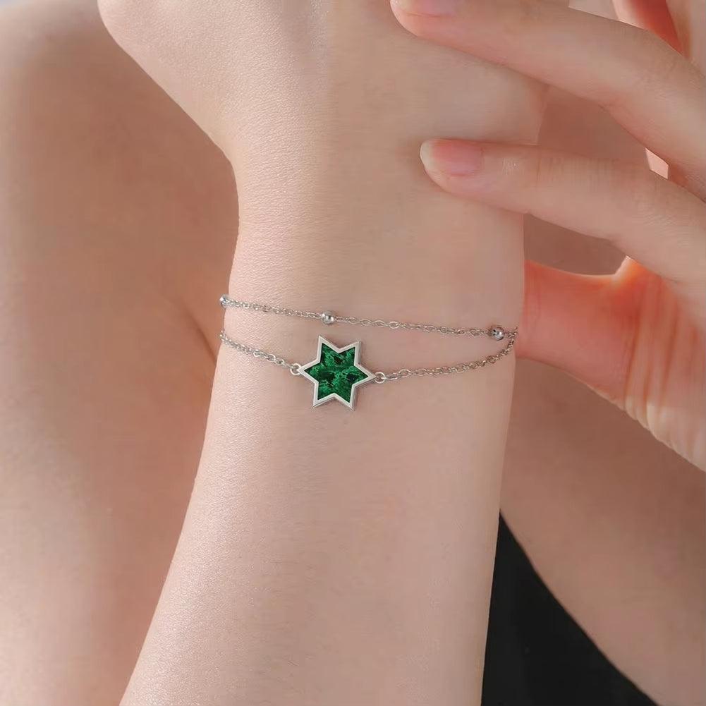 Star of David Bracelet for Women Jewish Magen David Eilat Stone Picture Adjustable Chain Protection Jewelry for Hanukkah