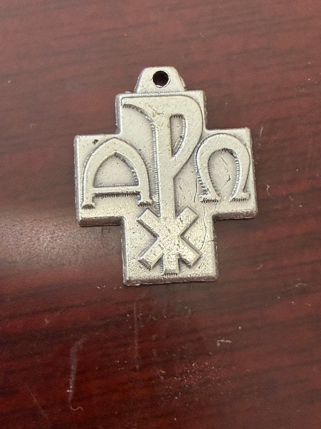 Holy Land Christian Cross Pendant – Alpha Omega & Chi-Rho Double-Sided Faith Pendant