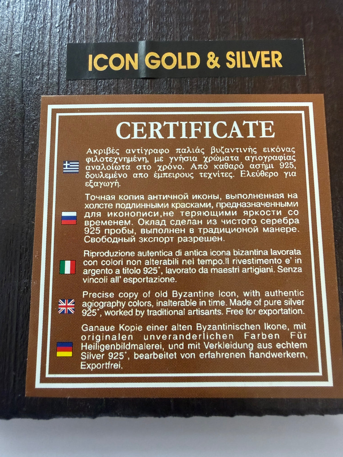Christ Pantocrator Byzantine Icon – Certified 925 Silver on Wood with Certificate