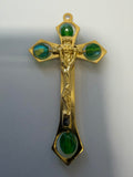 Made in Italy Gold-Tone Crucifix with Four Faceted Stones – 7 cm Christian Cross