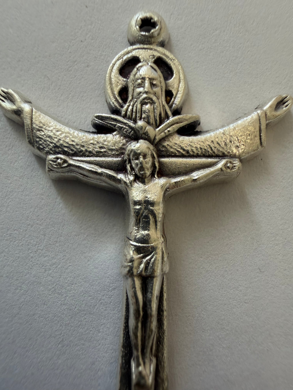 Holy Trinity Crucifix Pendant – Alpha & Omega “Miserere Mei” Christian Cross