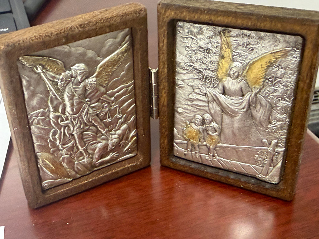 Saint Michael & Guardian Angel Christian Diptych – Religious Protection & Faith Gift