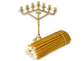 Orthodox Brass Candelabra Seven-Candle Christian Candlestick + 100 Pcs Pure Beeswax Church Candles | Gift Pack