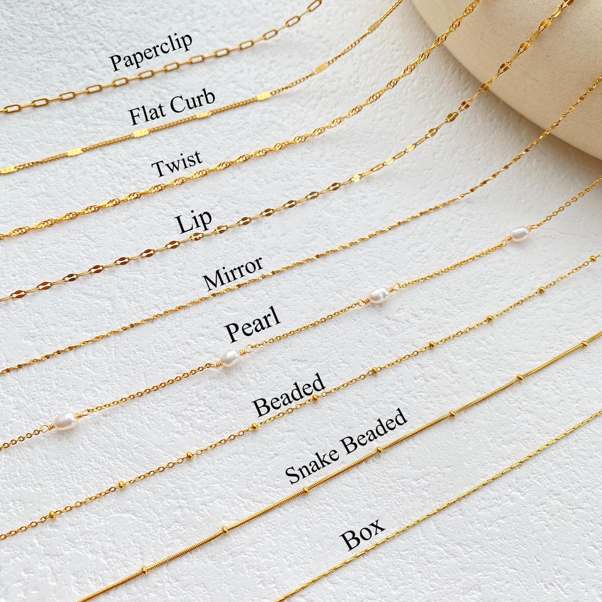 18K Gold Filled Chain Necklace,Pearl Chain,Curb Chian,Box Chain,Paperclip Chain,Twist Chain,Dainty Chain,Gift for Her,Mothers Day Gifts