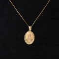 18K Gold Filled Sacred Heart of Jesus Medallion Pendant Necklace Religious Medal Gift Jewelry
